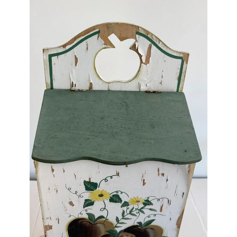 VTG Collections Etc Wooden Wall box  Hand Painted Apple Sunflower Folk Art